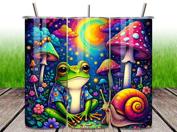 Download Psychedelic Mushroom Frog Snail Tumbler - Premium Resources