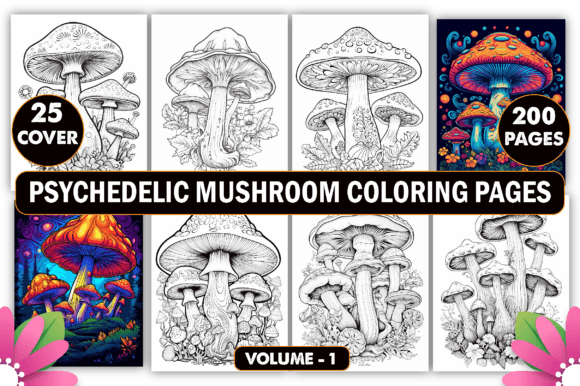 Download Psychedelic Mushroom Coloring Pages - Premium Bundle