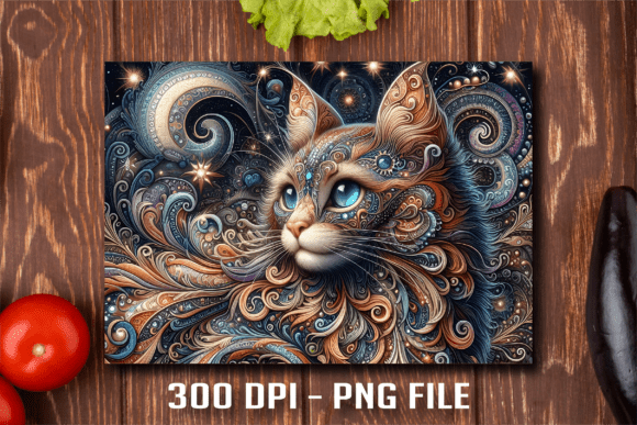 Download Abstract Psychedelic Cat Cutting Board - Premium Resources